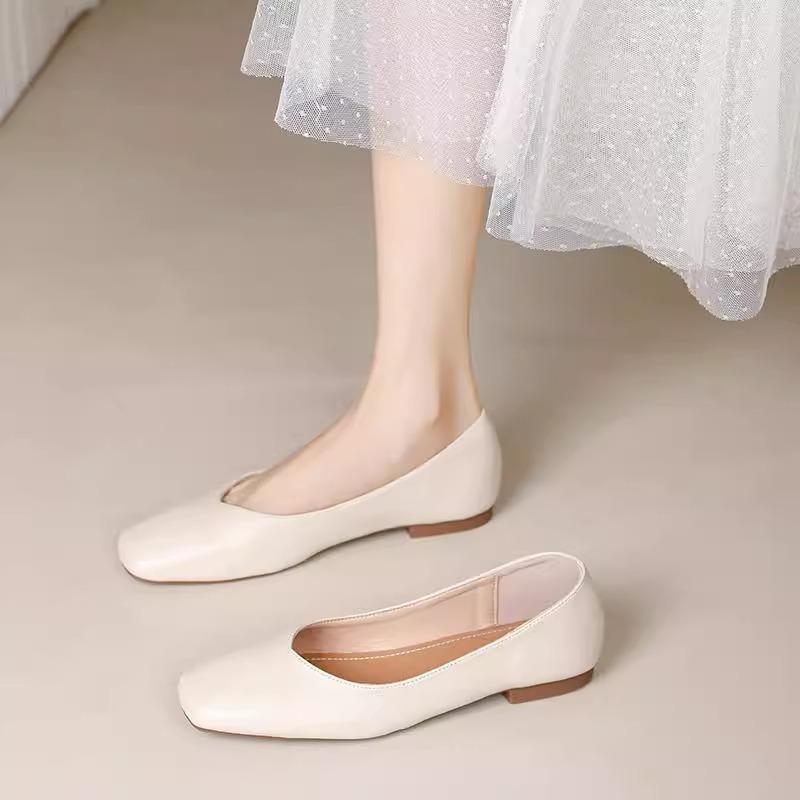 Lan Cabinet grandma shoes women's flat bottom spring and summer 2025 new shallow single shoes Doudou shoes gentle wind not tired feet women's shoes