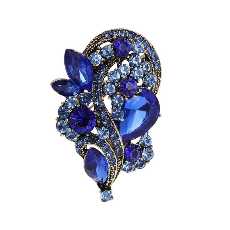 Fashion High-end Brooch Female Retro Design Niche Full of Diamonds, Plants, Flowers, Crystal Brooch Jewelry, Pin Buckle