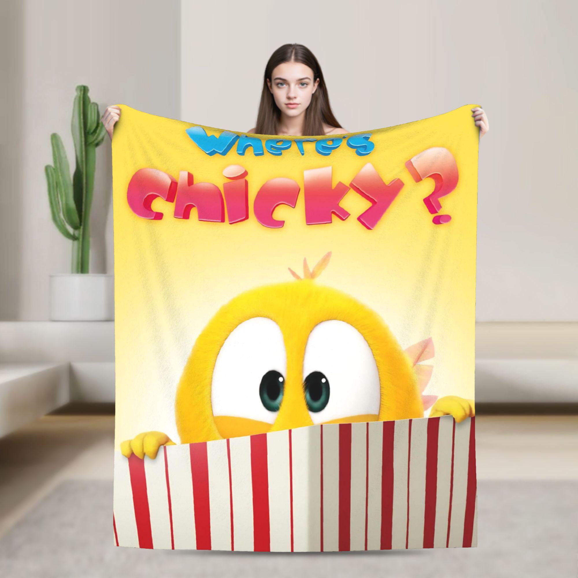 Warm Soft Blanket Decorative Where s Chicky Throw Blanket Flannel Bedspread For Living Room Novelty Sofa Bed Cover 30x40in