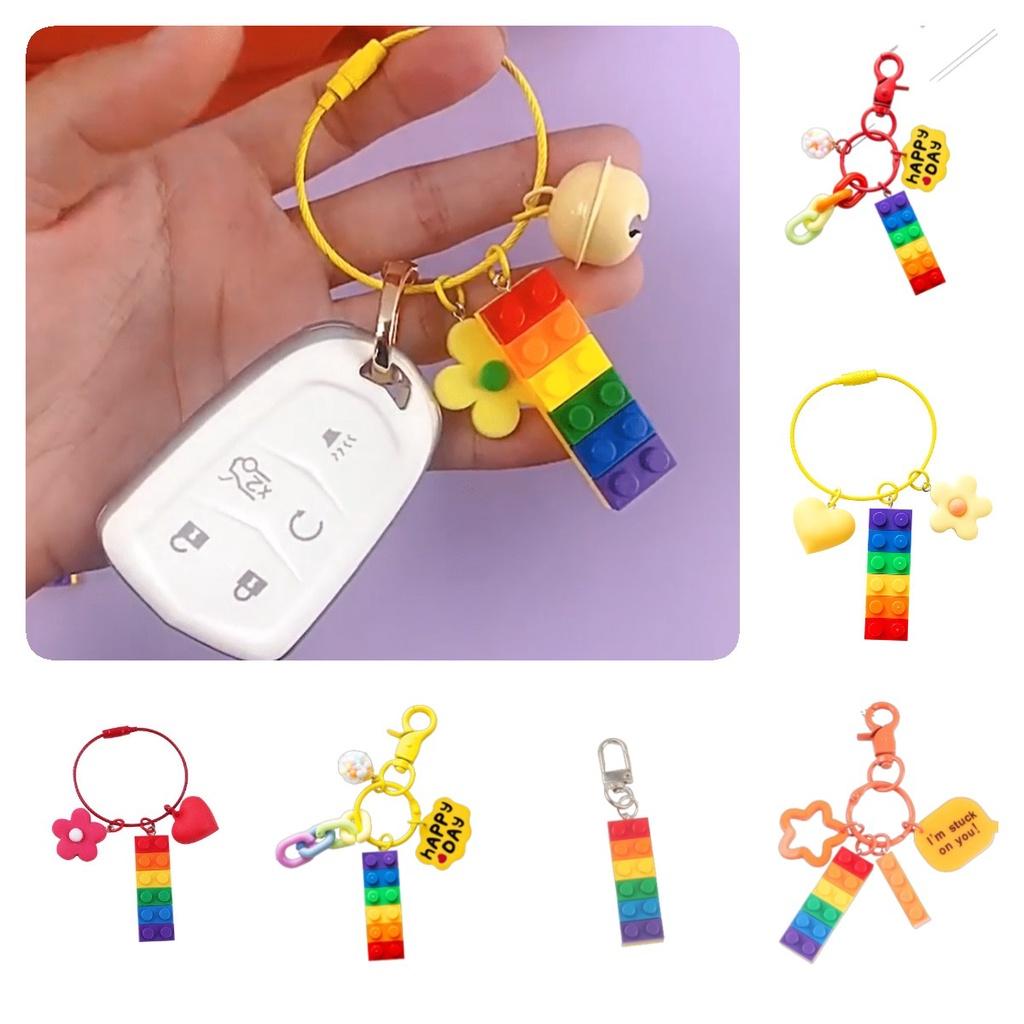 Rainbow Bell Building Blocks Keychain Decoration For Bags And Cars