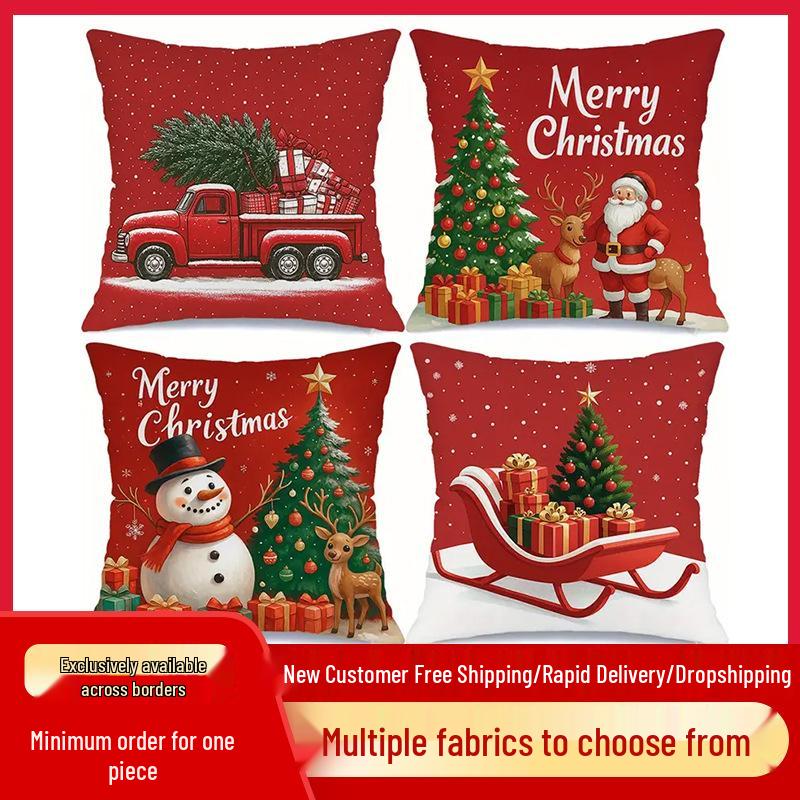 Christmas Tree & Snowman Pillowcase: Festive Decor for Bedroom or Living Room Sofa