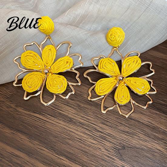 Long Earrings 1 Pair Women Drop Flower-Shaped Sweet Stud Delicate