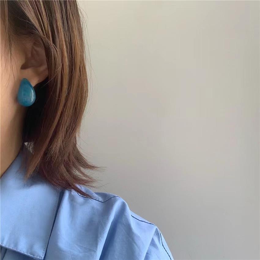 Trendy Simple Water Droplet Dangle Earrings for Women Blue Acrylic Small C Shape Drop Earrings Wedding Party Geometry Jewelry