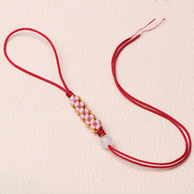 Peach Blossom Knot Phone Chain & Bag Pendant - Handmade Woven Jewelry Lanyard