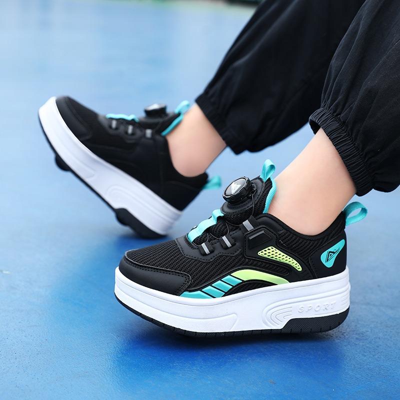 Boys /Youth Roller Skates Shoes Removable Flat Shoes Tow Wheels Girls Roller Skates Sneakers for Kids