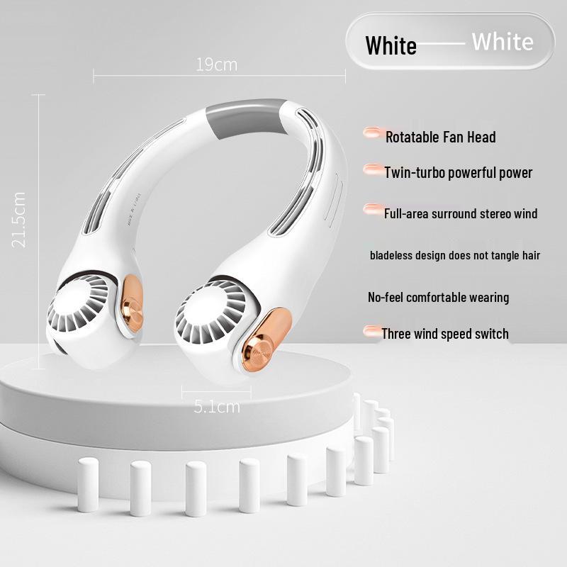 

USB Rechargeable Neck Hanging Mini Fan - Silent, Portable, Rotatable for Outdoor Sports Rotatable Neck Fan білий