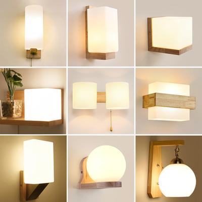 Simple Modern Sconce Wall Light Nordic Living Bedroom Foyer Reading Wood Lighting Bedside Aisle Home Indoor Background Wall Lamp