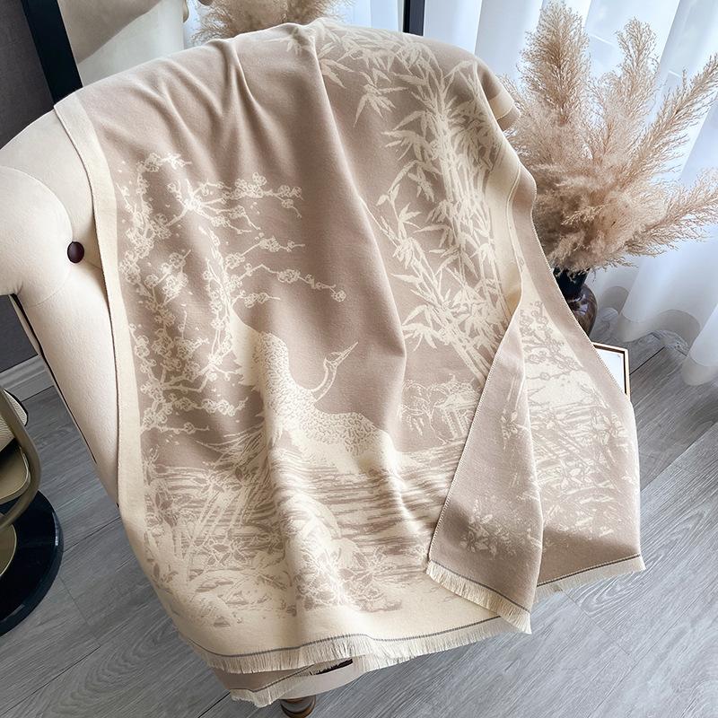 Versatile Ink And Wash Wind Contrasting Colors, Double-Sided Imitation Cashmere Scarf, Winter High-End Warm Shawl