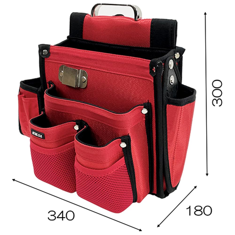 SK11 Takumi Temporary Frame Nail Pouch with Ink Pot Reinforced Inner Chisel Red Carpenter's Pocket, Large, Bottom, Pocket, Holder, (SC-11)