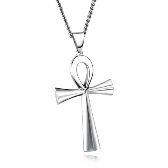 Ανδρικό κολιέ Εξαιρετικό μονόχρωμο στιβαρό λεία επιφάνεια από ανοξείδωτο διακοσμητικό καλής κατασκευής σχήμα σταυρού