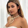 Exaggerated Big Hollow Love Heart Pendant Choker Necklace Women 2025 Trend Imitation Pearl Beads Chain Grunge Jewelry Steampunk