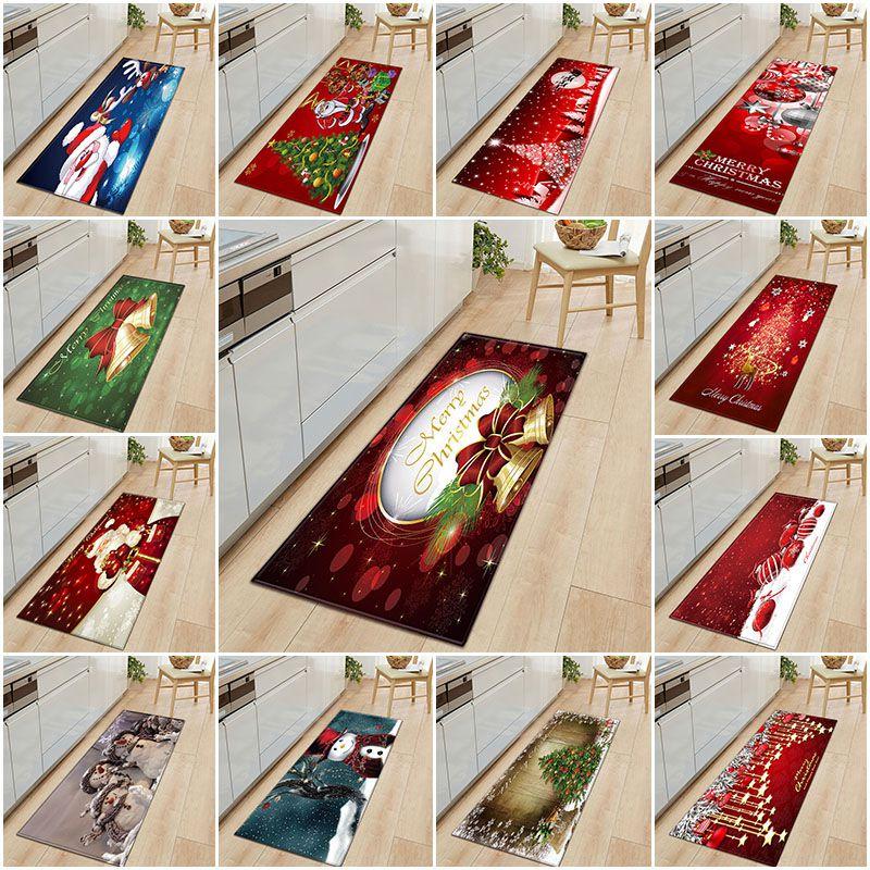 Door Floor Santa Mat Christmas Area Rug Holiday Kitchen Bedroom Mat Carpet Decor