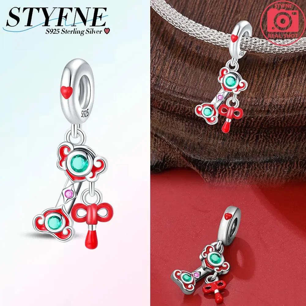 Original Copper Red New Year God Wealth Firecracker Pendant Gold Coin Beads Fit Bracelet Women Diy Gift Accessory