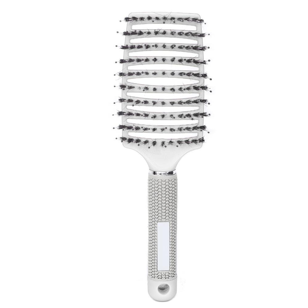 Soft Bristle Detangling Hair Brush Curved Design Anti Frizz Hair Comb For Curly Wavy Straight Hair