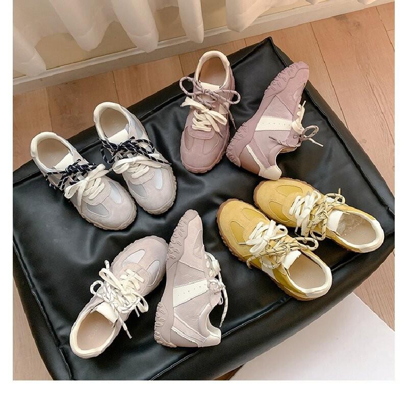 Genuine leather~ 7cm inner height increase, small man thick-soled silver German training shoes, women's 2025 autumn new leisure sports Forrest Gump