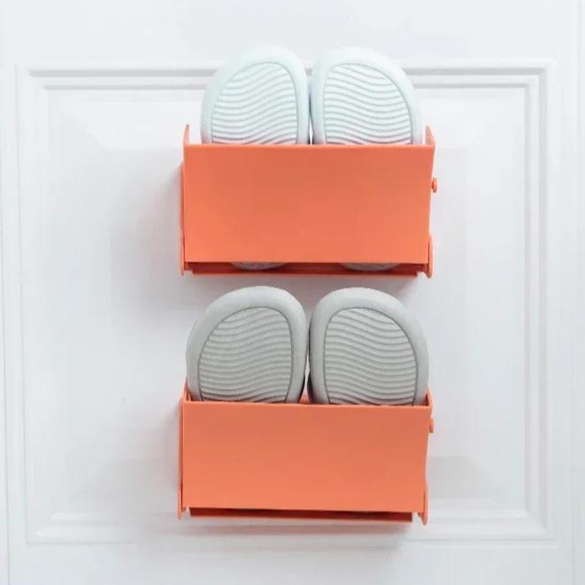 Double-layer Organizer Household Storage Rack Foldable Shoes Rack Wall Mounted Slippers Hanging Shelf Holder Storage Rack