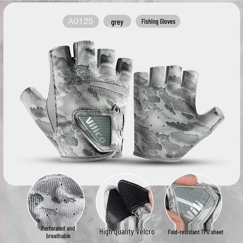 Vilico Summer Breathable Half-Finger Fishing Gloves - Skin-Friendly and Soft for Outdoor Lure Fishing