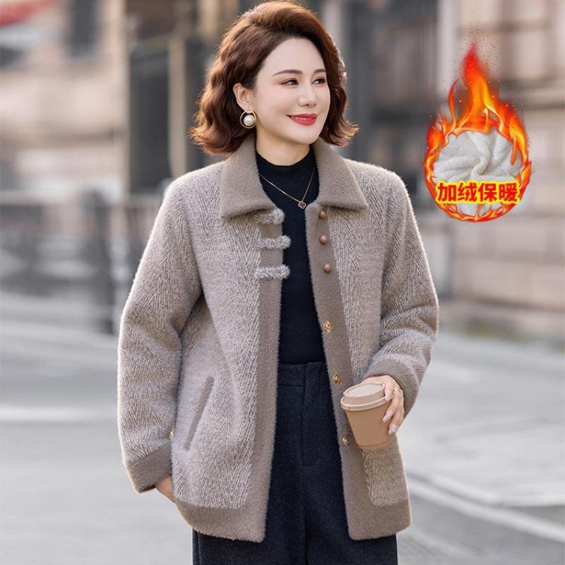 

Осень и зима зимнее новое бархатное утолщенное пальто норковая куртка женская шерстяная высококлассная 5XL [Recommended 150-80 kg] хаки