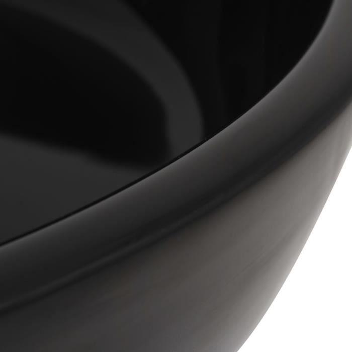 VidaXL Lavabo rond Céramique Noir 42 x 12 cm