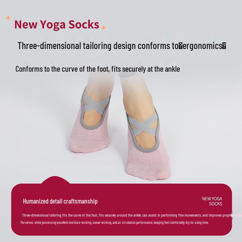 New Arrival Anti-Slip Grey Edge Cross Strap Yoga & Dance Socks
