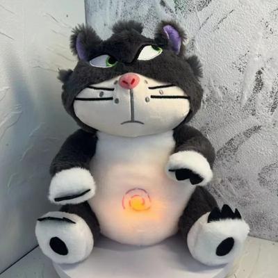 HOMZY Stock Soothing New Breath Light Sound Cute Leering Cat Music Early Education Doll Stuffed Animals
