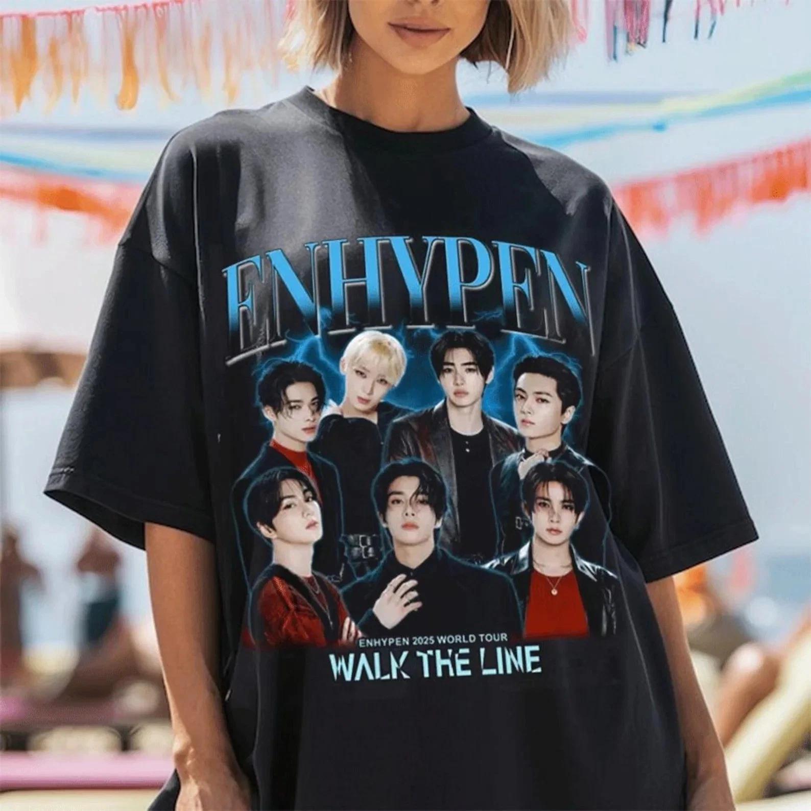 Vintage Enhypen Walk the Line Enhypen 2025 Tour Unisex T-shirt 2XL