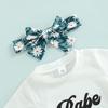 Summer Babe Letter Printed Tee Shirt + Daisy Flowers Printed Shorts + Headband 3PCS Outfits Clothes for 0-3 Years
