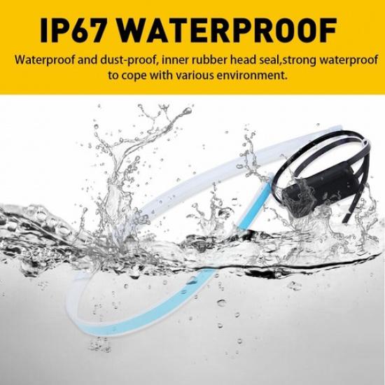 2X 60Cm Flexible Led Amber Turn Signal White Car Drl Daytime Running Strip Light