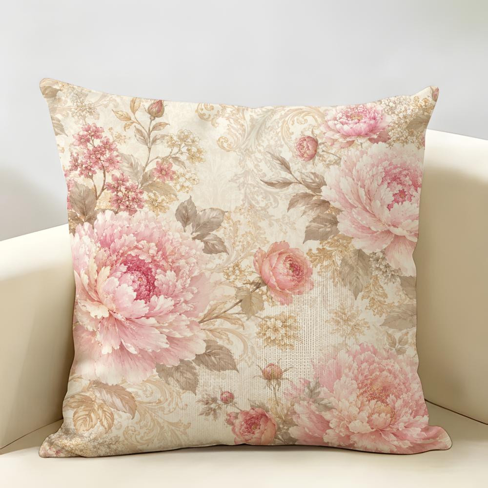 French Minimalist Luxury Flowers Cushion Cover Durable Hypoallergenic Organic Linen Short Pillow Cover Washable