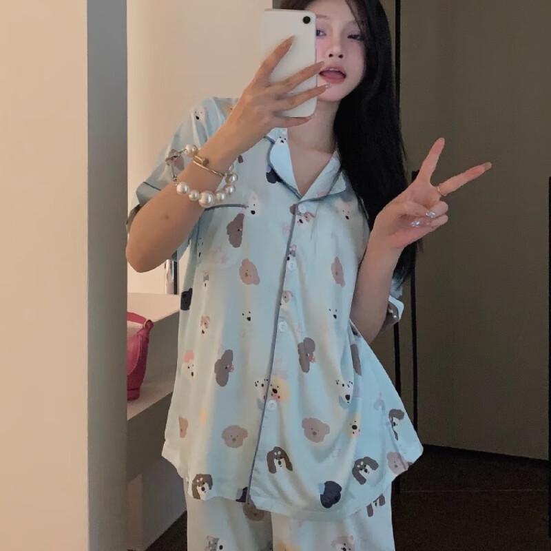 Yu Zhaolin Women s Sweet Puppy Cartoon 3-Piece Pajama Set L