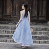 Summer Dark Style Stitching Large Pendulum Bottoming Skirt with Strap Spray Dye Dress