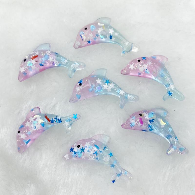 New pattern 12Pcs/lot Cute Resin Dolphin rhinestone Miniature Figurine DIY Kids Hair Bow Accessories Scrapbooking Craft