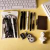 8 peças Papelaria Minimalista Portátil Conjunto de Papelaria para Estudante Material de Escrita Conjunto de Papelaria Preto Branco Para Presente Prémio Infantil