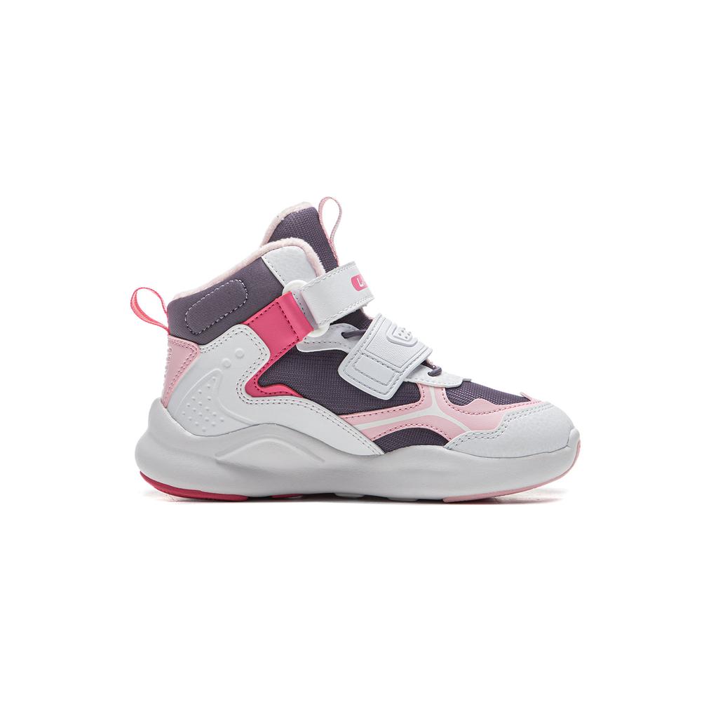 Li Ning Kids Fashion Trendy Versatile Simple Kids Sneakers Kids Sneakers Standard-White Ash-Gray-Purple Vibrant-Pink YKNT150-4