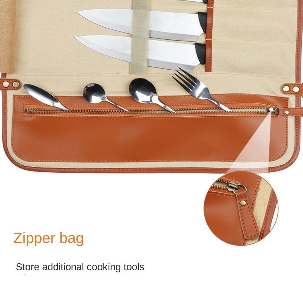 Outdoor Leather Knife Bag, Chef Knife Bag, Cowhide Knife Bag, Outdoor Camping Bag