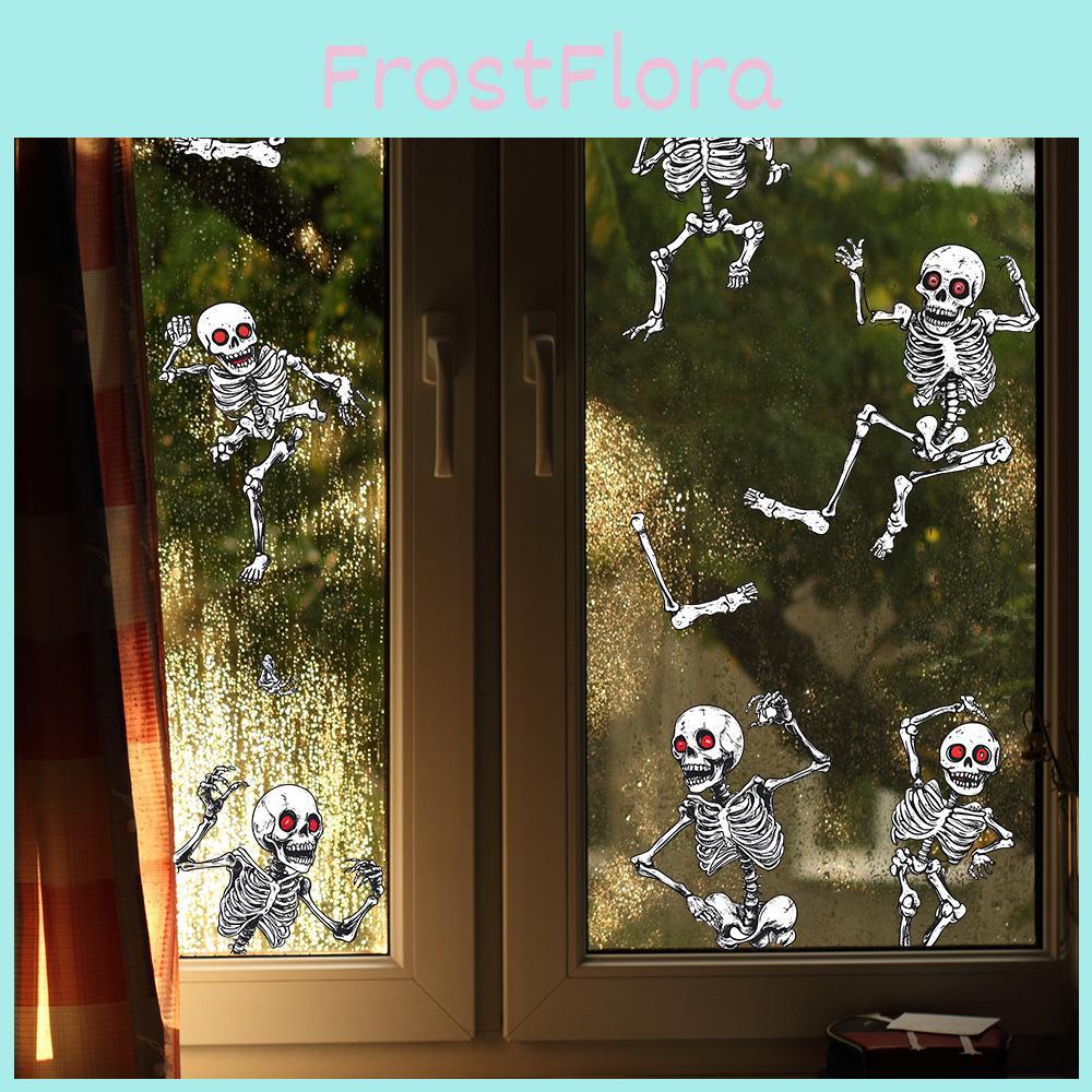 Uv Skeleton Halloween Static Glass Showcase Living Room Home Decor Stickers