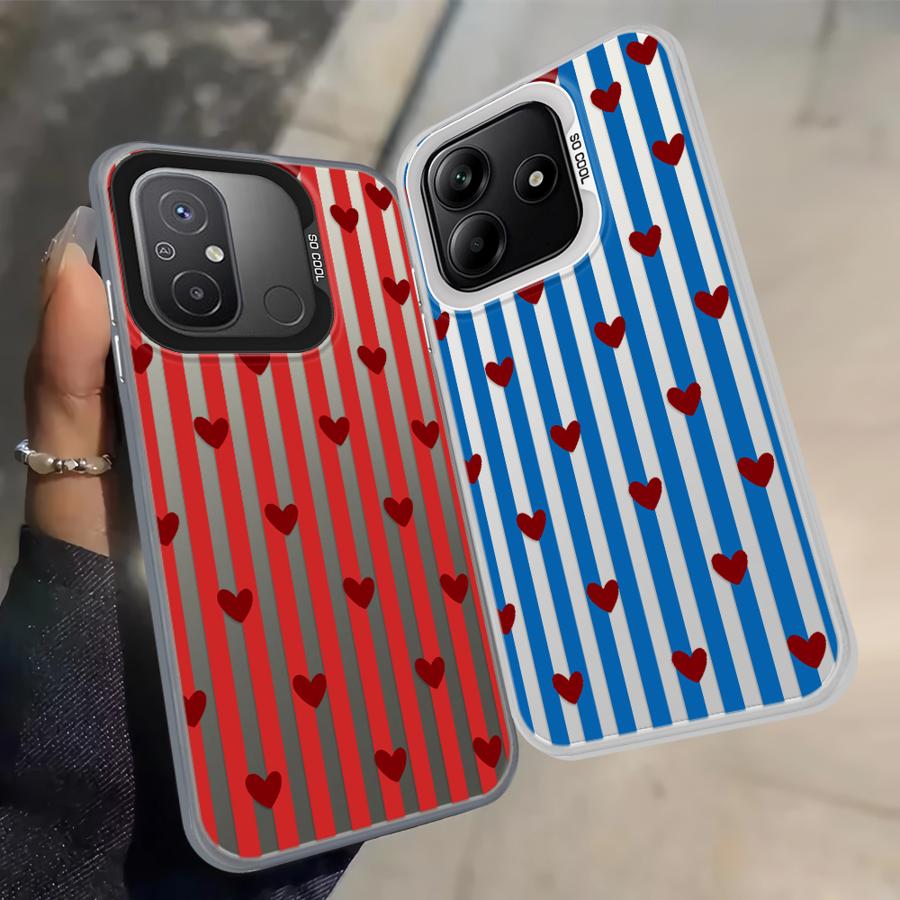 Back Phone Cover Case for Xiaomi Redmi 12C 9T 14C A5 10C K60 A1 A2 Plus 13C 9C Note 9 10 Stripe Love Heart