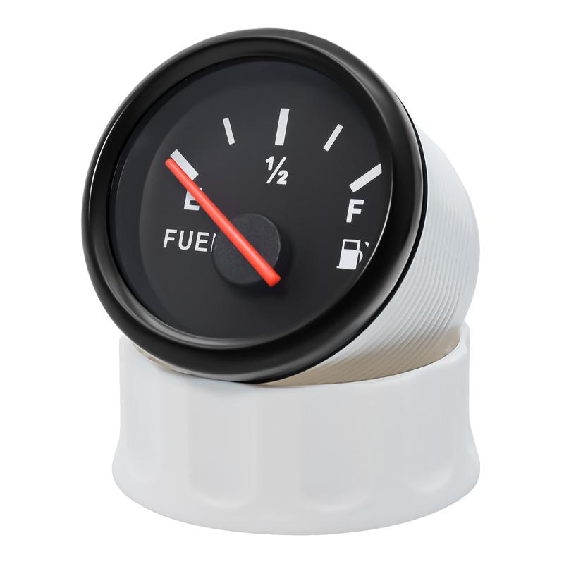 E-1/2-F Fuel Level Gauge Boat Marine Fuel Tank Level Gauge with 100-550mm Fuel Indicator Sensor Red Backlight for Car Boat