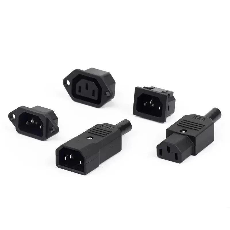 5/20Pcs AC Power Plug Socket Rocker Switch IEC 320 C13 C14 3Pin Male Female Electrical Connector with 250V 10A Fuse and Red Lamp