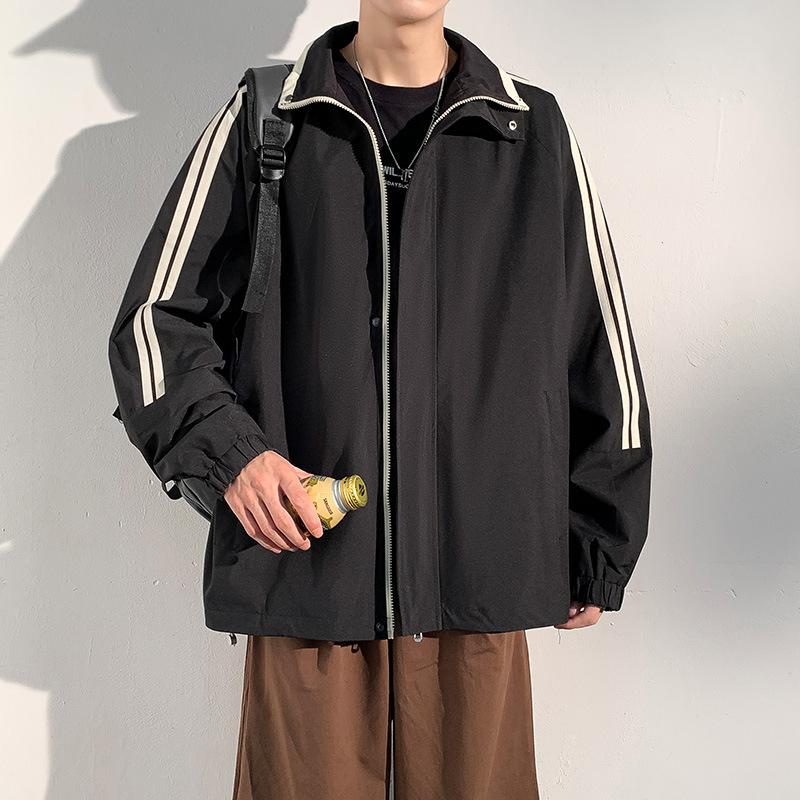 

Осенне-зимняя куртка мужская свободного кроя со стойкой воротником, уличный повседневный кардиган, куртка для подростков 3XL чёрный