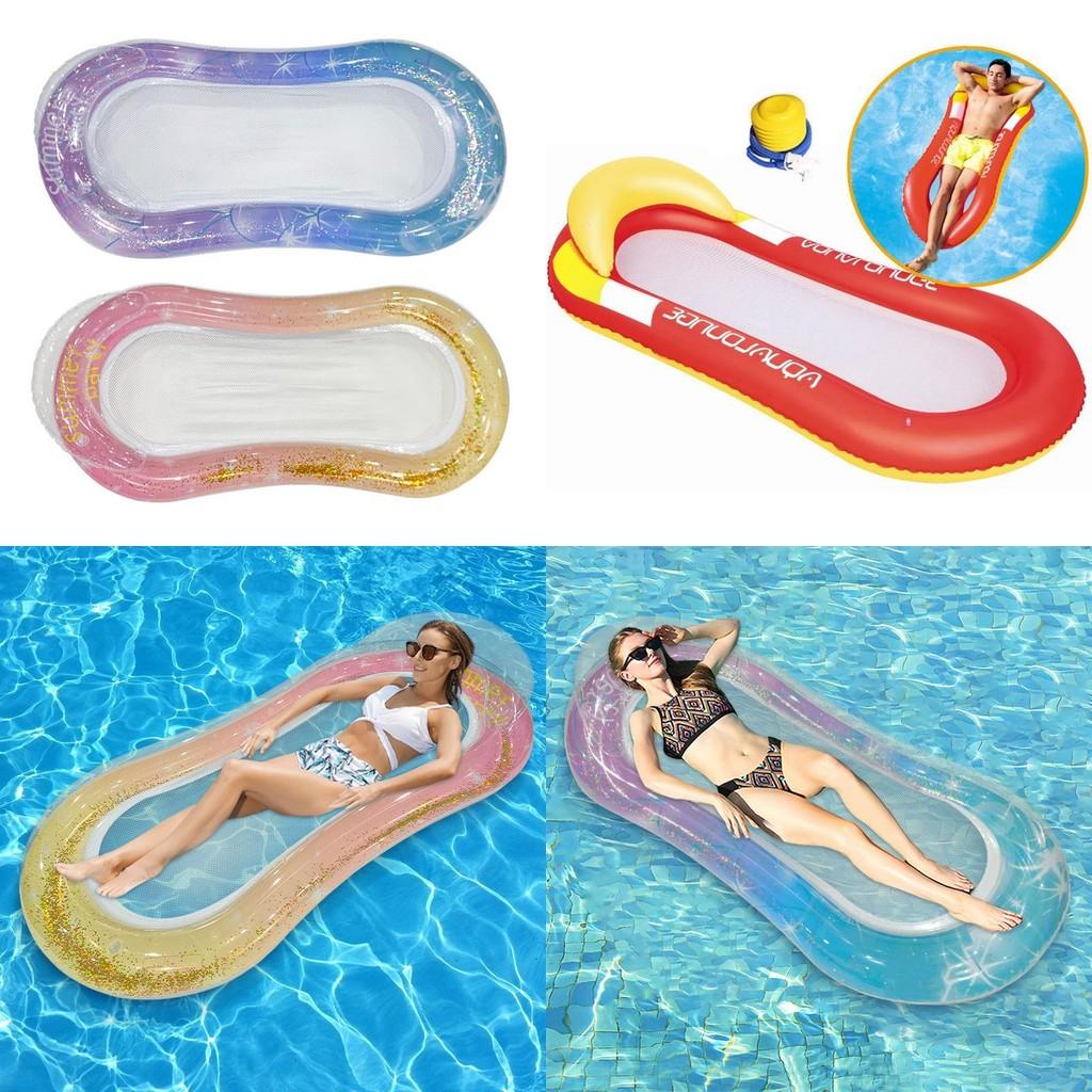 Pool Outdoor Floating Backrest Lounger Thick Mesh Leaves Adult Bed Inflatable