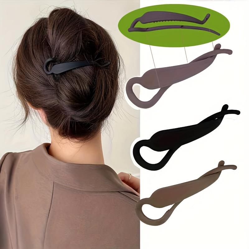 Minimalistischer Haarclip mit Verdrehung für ein glattes Einteiler-Design, Sicherer Haarspange für dickes dünnes Haar, Haarschmuck in Unifarben (Schwarz/Braun/Beige), ODER