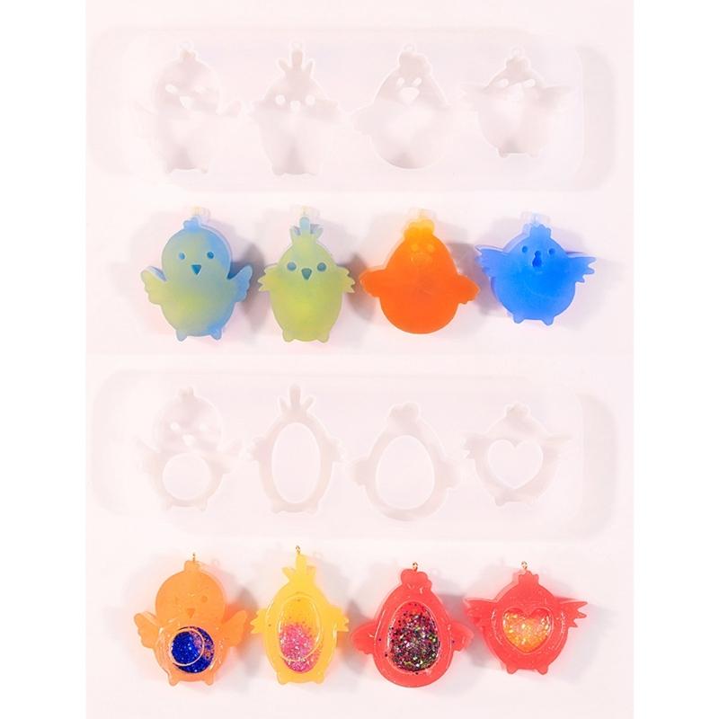 Silicone Mold Animal Dog Keychain Molds DIYs Crystal Earrings Pendant Mould Epoxy Resin Jewelry Making Mould Accessory