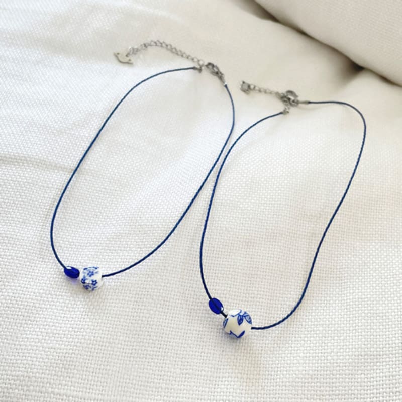 FANTASTIC PLANET ceramic blue string necklace (2type)