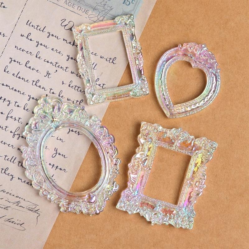 12Pcs Mini Picture Frame Small Antique Resin Photo Frame Oval Rectangular Wall Hanging Display Table Frame Decors Gift