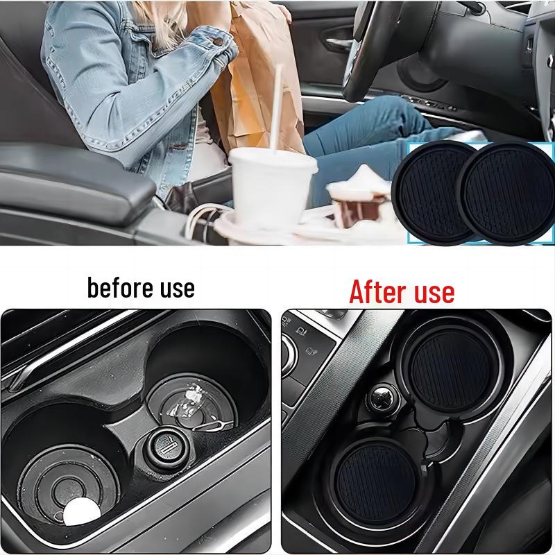 Anti-Slip PVC Car Cup Coaster - Soft Rubber Interior Accessory