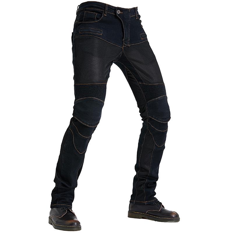 PK-719 Summer Breathable Motorcycle Riding Jeans - Elastic Slim Fit Pants
