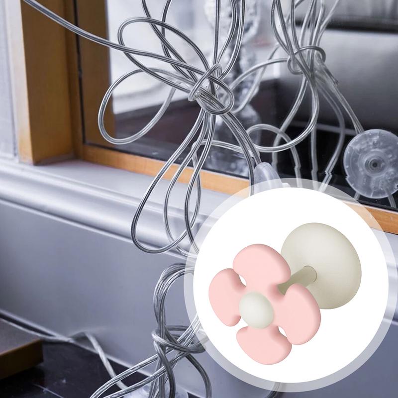 Desk Cable Clip Management Cartoon Flower Cable Management Charging Cable Keeper For Desk Car Home 4-in-1 Silicone Clip For Desk
