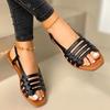 fashion Buckle Strap Women's Sandals Daily  Sandals Women Flat with Round Toe Solid Soft Bottom Ladies Shoes