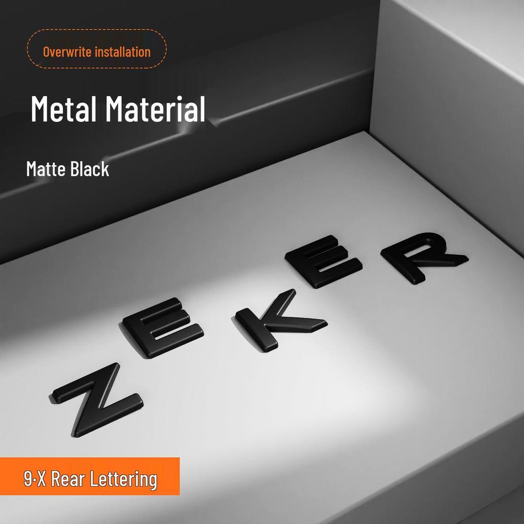 Black Decorative Covers for Zeekr 9X Car Logos - Front & Rear Metal Protection Accessories